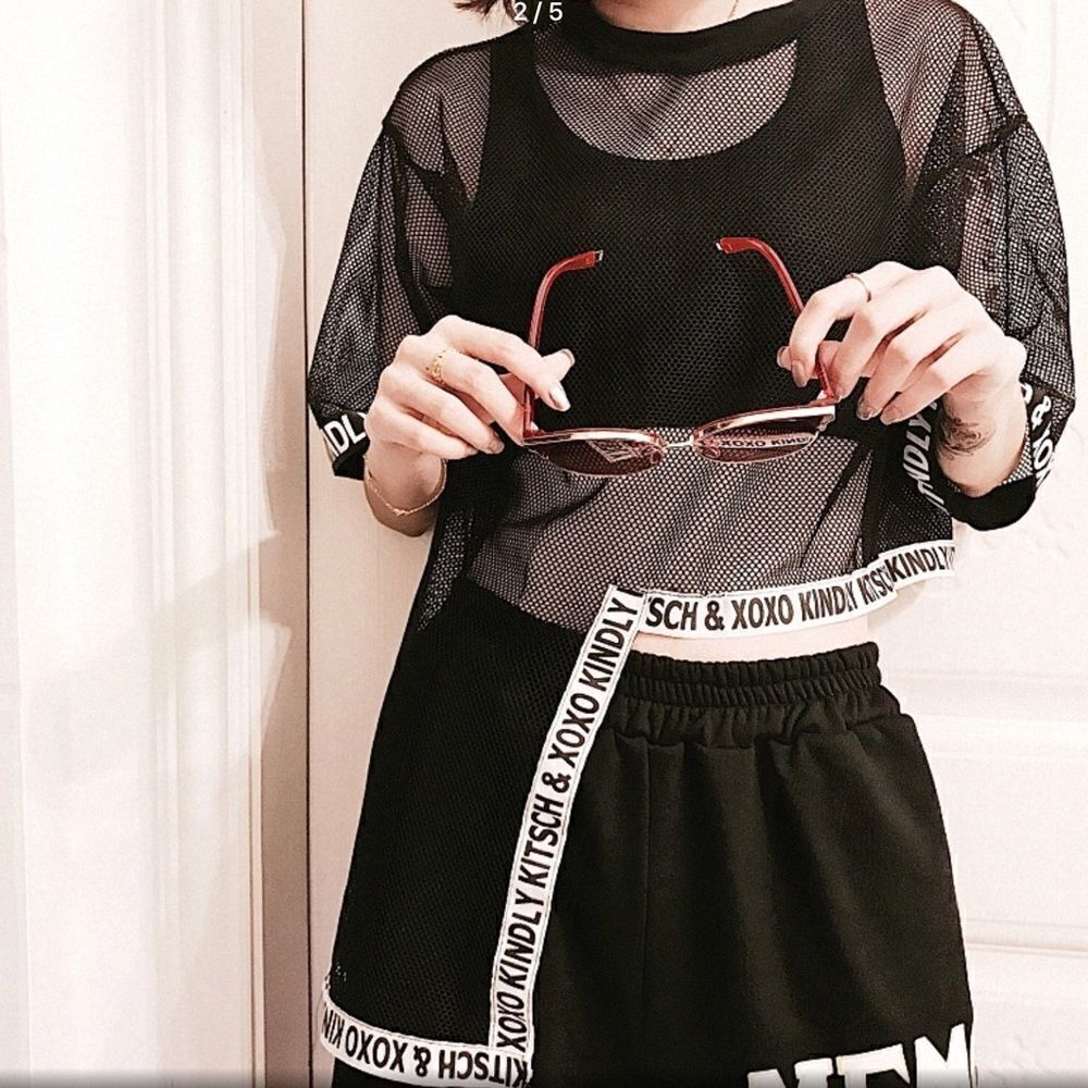 Sheer Black Top Size M